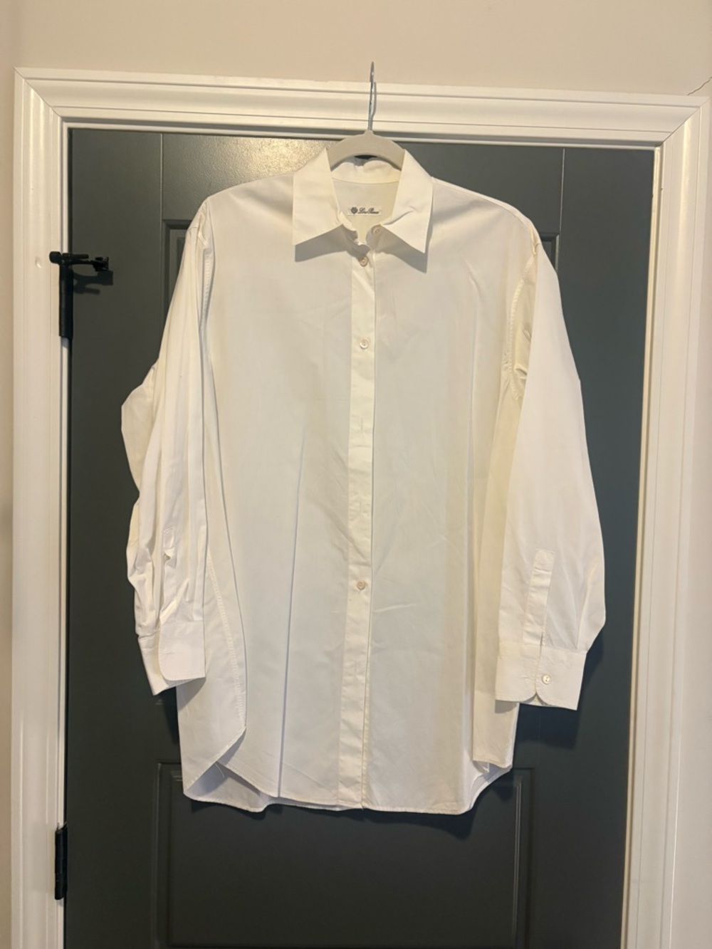 Loro Piana White Button Down Shirt Long Sleeve Blouse Size L